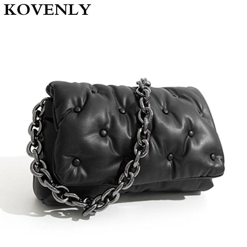 Branded Women's Shoulder Bags 2020 Denim Quality Thick Metal Chain Shoulder Purses And Handbag Women Clutch Bags Ladies Hobo Bag