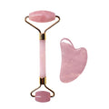 Natural Rose Quartz Jade Roller Set Real Jade Gouache Scraper Jade Massager Gua Sha Board Facial Massager Face Massage Roller
