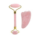 Natural Rose Quartz Jade Roller Set Real Jade Gouache Scraper Jade Massager Gua Sha Board Facial Massager Face Massage Roller