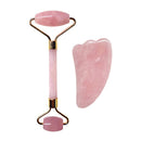 Natural Rose Quartz Jade Roller Set Real Jade Gouache Scraper Jade Massager Gua Sha Board Facial Massager Face Massage Roller