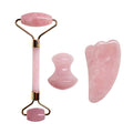 Natural Rose Quartz Jade Roller Set Real Jade Gouache Scraper Jade Massager Gua Sha Board Facial Massager Face Massage Roller