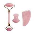 Natural Rose Quartz Jade Roller Set Real Jade Gouache Scraper Jade Massager Gua Sha Board Facial Massager Face Massage Roller