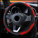 Car Steering Wheel Cover Breathable Anti Slip PU Leather Steering Covers Suitable 37-38cm Auto Decoration Carbon Fiber