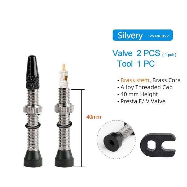 Deemount 2PCS 40/60/80/MM Brass or Alloy Stem Bicycle F/V Presta Tubeless Tire Valve Road Bike MTB Nipple W/Tool Alloy Valve Cap