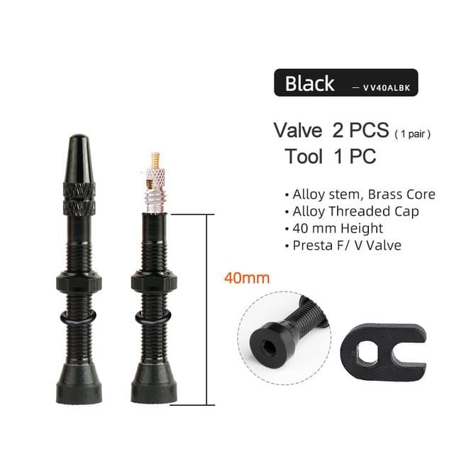 Deemount 2PCS 40/60/80/MM Brass or Alloy Stem Bicycle F/V Presta Tubeless Tire Valve Road Bike MTB Nipple W/Tool Alloy Valve Cap