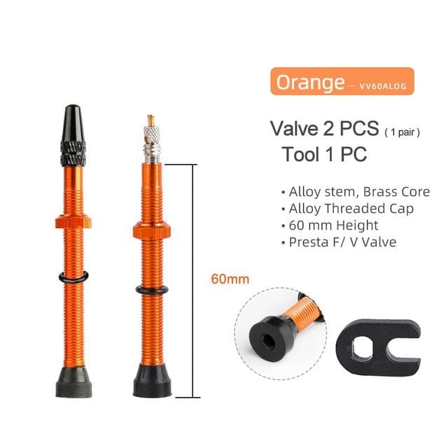 Deemount 2PCS 40/60/80/MM Brass or Alloy Stem Bicycle F/V Presta Tubeless Tire Valve Road Bike MTB Nipple W/Tool Alloy Valve Cap