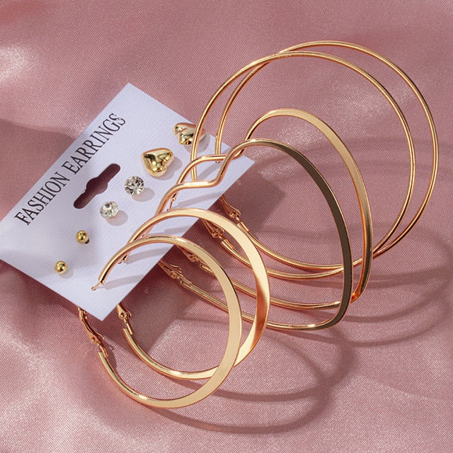 New Fashion Large Circle Hoop Drop Earrings For Women 2020 Vintage Statement Simple Gold Round Female Hanging Earrings Jewelry