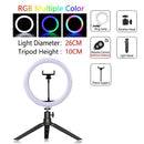 Dimmable LED Selfie Ring Light with Tripod USB Selfie Light Ring Lamp Big Photography Ringlight 26cm with Stand for Phone Studio
