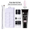 UR SUGAR 15ml Poly UV Nail Gel Kit Acrylic Set Extend Fast Builder UV Gel Slip Solution Nail Form Nail Art Brush Nail Tool Kit