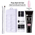 UR SUGAR 15ml Poly UV Nail Gel Kit Acrylic Set Extend Fast Builder UV Gel Slip Solution Nail Form Nail Art Brush Nail Tool Kit