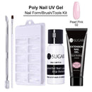 UR SUGAR 15ml Poly UV Nail Gel Kit Acrylic Set Extend Fast Builder UV Gel Slip Solution Nail Form Nail Art Brush Nail Tool Kit