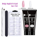 UR SUGAR 15ml Poly UV Nail Gel Kit Acrylic Set Extend Fast Builder UV Gel Slip Solution Nail Form Nail Art Brush Nail Tool Kit