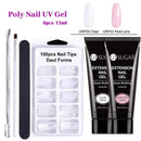 UR SUGAR 15ml Poly UV Nail Gel Kit Acrylic Set Extend Fast Builder UV Gel Slip Solution Nail Form Nail Art Brush Nail Tool Kit