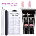 UR SUGAR 15ml Poly UV Nail Gel Kit Acrylic Set Extend Fast Builder UV Gel Slip Solution Nail Form Nail Art Brush Nail Tool Kit