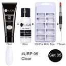 UR SUGAR 15ml Poly UV Nail Gel Kit Acrylic Set Extend Fast Builder UV Gel Slip Solution Nail Form Nail Art Brush Nail Tool Kit