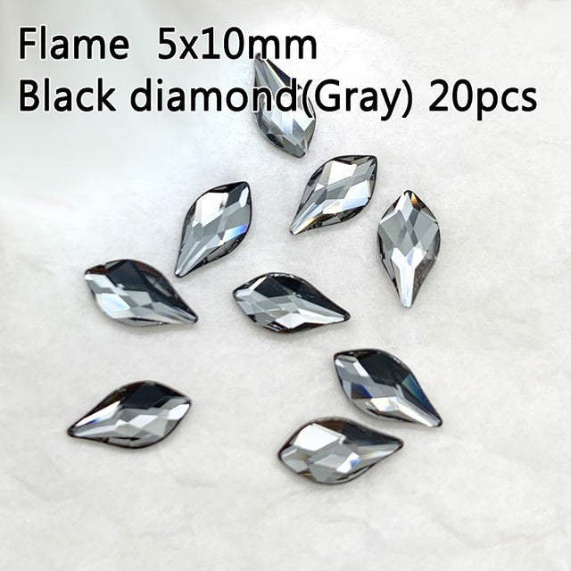 20pcs Pear Flame Nail Mix Color Rhinestones Gems Diamond Gold Bottom Flat Back Nail art Strass Stone 3D Charms Nails Accessories