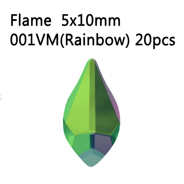 20pcs Pear Flame Nail Mix Color Rhinestones Gems Diamond Gold Bottom Flat Back Nail art Strass Stone 3D Charms Nails Accessories