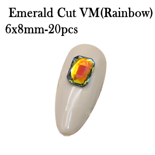 20pcs Nail Rhinestones Rectangle Flat Back Crystal Shiny 3D Strass Gem Stone Manicure Nail Art Decoration Charms Jewelry