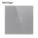 Minitiger EU Standard Luxury White Crystal Glass Switch Wall Light Touch Switch , 1 Gang 1 Way Touch Switch