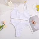 2PCS Bra Set Women Sexy Bralette Sexy Female Underwear Lingerie Ribbed Tops Girls Fashion Brassiere Basic Stretchy Tank Crop Top