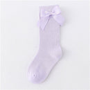 Solid Children Socks With Bows Cotton Baby Girls Socks Soft Toddlers Long Socks For Kids Princess Knee High Socks for Girls 2020