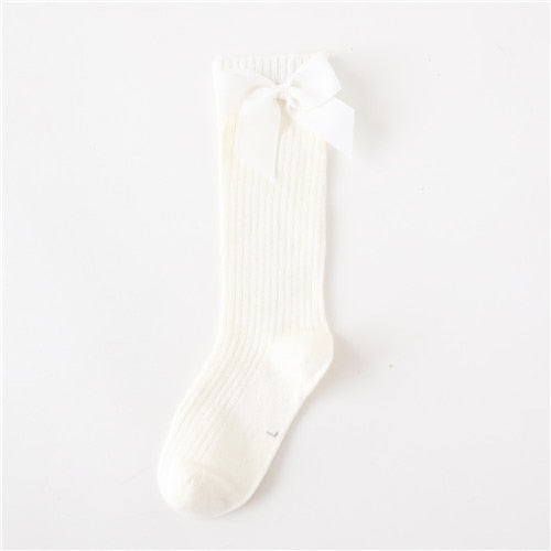 Solid Children Socks With Bows Cotton Baby Girls Socks Soft Toddlers Long Socks For Kids Princess Knee High Socks for Girls 2020