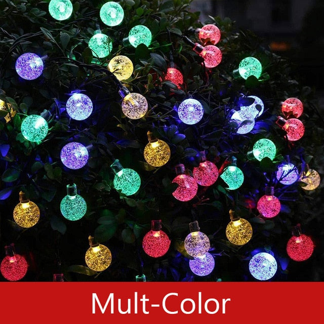 50 LEDs 10m Crystal Ball Solar Light Outdoor IP65 Waterproof String Fairy Lamps Solar Garden Garlands Christmas Decoration