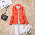 Women 90% White Duck Down Jacket Autumn Female Ultra Light Down Jackets Slim Solid Long Sleeve Hooded Parkas Candy Color