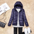Women 90% White Duck Down Jacket Autumn Female Ultra Light Down Jackets Slim Solid Long Sleeve Hooded Parkas Candy Color