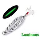 Metal Luminous Spinner Spoon Fishing Lures 7g 10g 15g Night Tackle Sequins Bait Noise Paillette With Feather Treble Hook Pesca