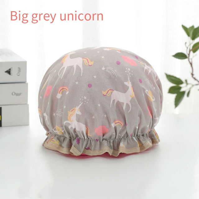 Double-layer shower cap waterproof adult women shower bath bath cap shampoo cap cute hood kitchen ladies oil fume-proof cap