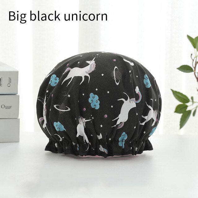 Double-layer shower cap waterproof adult women shower bath bath cap shampoo cap cute hood kitchen ladies oil fume-proof cap