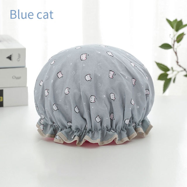 Double-layer shower cap waterproof adult women shower bath bath cap shampoo cap cute hood kitchen ladies oil fume-proof cap