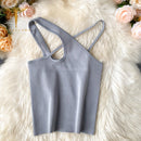 Sexy Cross Camis Slim Female Camisole Summer Hollow Out Streetwear Sleeveless Crop Top Solid Color Cotton Basic Women Camisole