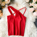 Sexy Cross Camis Slim Female Camisole Summer Hollow Out Streetwear Sleeveless Crop Top Solid Color Cotton Basic Women Camisole