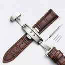 Strap Bamboo Pattern Strap Genuine Leather Watchband with Double Press Butterfly Buckle Watches Accessories 12-24mm