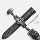 Strap Bamboo Pattern Strap Genuine Leather Watchband with Double Press Butterfly Buckle Watches Accessories 12-24mm