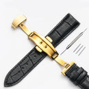 Strap Bamboo Pattern Strap Genuine Leather Watchband with Double Press Butterfly Buckle Watches Accessories 12-24mm