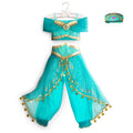 Princess Dress up of Aladdin and the Magic Lamp Girls Birthday Party Jasmine Cosplay Costume Top+Pants+Headband 2 4 6 8 10 12Yrs