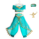 Princess Dress up of Aladdin and the Magic Lamp Girls Birthday Party Jasmine Cosplay Costume Top+Pants+Headband 2 4 6 8 10 12Yrs