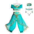 Princess Dress up of Aladdin and the Magic Lamp Girls Birthday Party Jasmine Cosplay Costume Top+Pants+Headband 2 4 6 8 10 12Yrs