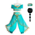 Princess Dress up of Aladdin and the Magic Lamp Girls Birthday Party Jasmine Cosplay Costume Top+Pants+Headband 2 4 6 8 10 12Yrs