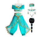 Princess Dress up of Aladdin and the Magic Lamp Girls Birthday Party Jasmine Cosplay Costume Top+Pants+Headband 2 4 6 8 10 12Yrs