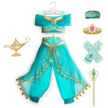 Princess Dress up of Aladdin and the Magic Lamp Girls Birthday Party Jasmine Cosplay Costume Top+Pants+Headband 2 4 6 8 10 12Yrs
