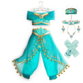 Princess Dress up of Aladdin and the Magic Lamp Girls Birthday Party Jasmine Cosplay Costume Top+Pants+Headband 2 4 6 8 10 12Yrs