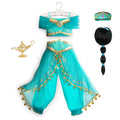 Princess Dress up of Aladdin and the Magic Lamp Girls Birthday Party Jasmine Cosplay Costume Top+Pants+Headband 2 4 6 8 10 12Yrs
