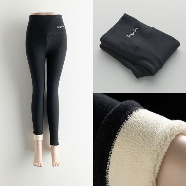 GCAROL Women Thick Fleece Legging High Waist Letters Legging Pants Stretch Winter Seamless Fitness Can Be Worn Below Zero