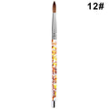 1PC Crystal Acrylic Nail Art Brush No 8/10/12/14 UV Gel Carving Pen Brush Liquid Powder DIY Nail Drawing Liquid Glitter Handle
