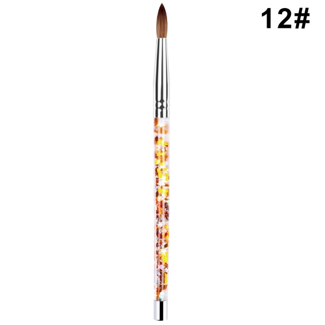 1PC Crystal Acrylic Nail Art Brush No 8/10/12/14 UV Gel Carving Pen Brush Liquid Powder DIY Nail Drawing Liquid Glitter Handle