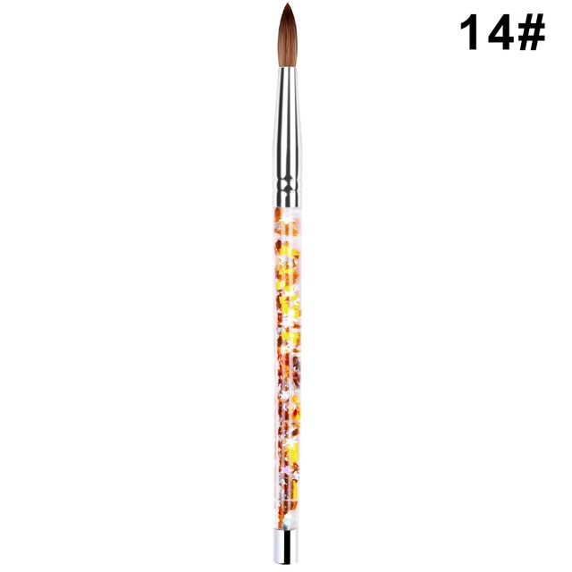 1PC Crystal Acrylic Nail Art Brush No 8/10/12/14 UV Gel Carving Pen Brush Liquid Powder DIY Nail Drawing Liquid Glitter Handle